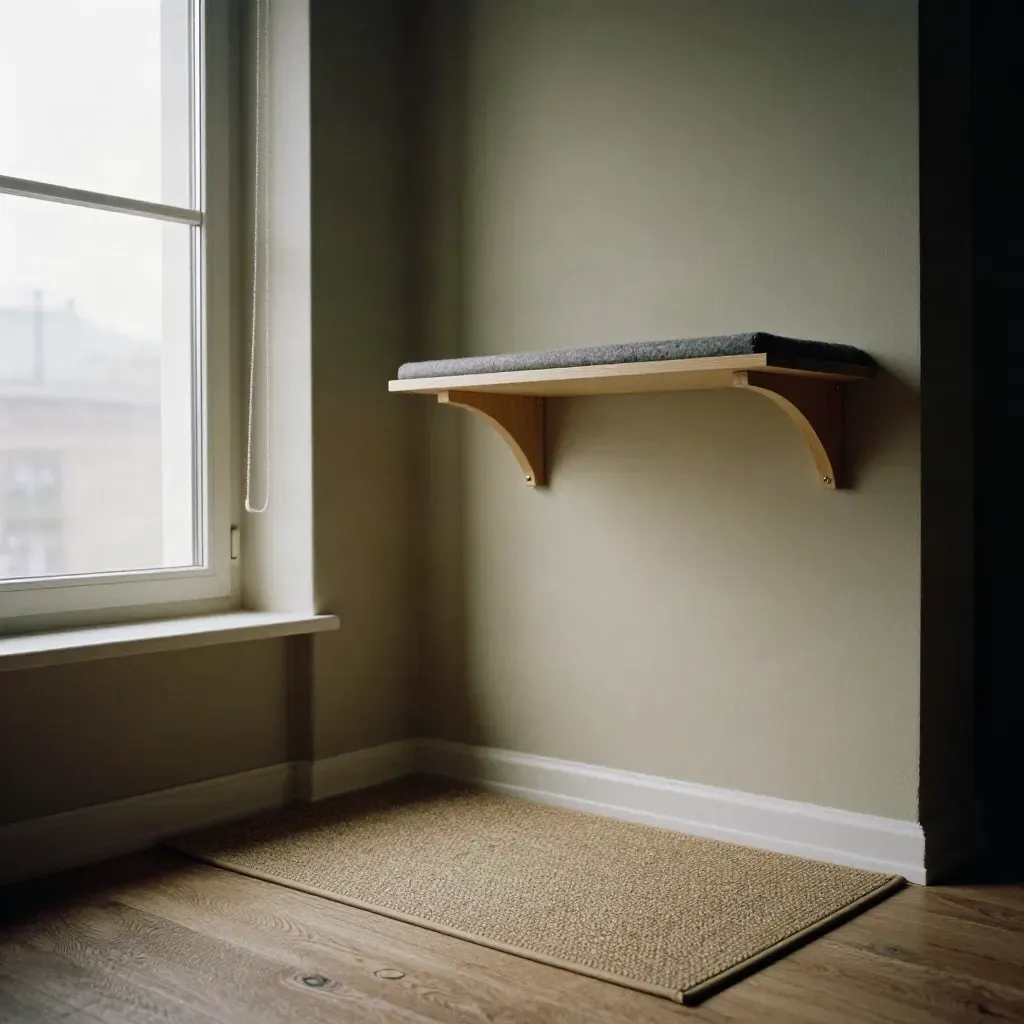 Gesicherte Wohnungsecke mit Fenster, Kabelkanal, Katzenshelf und rutschfester Matte im Altbau